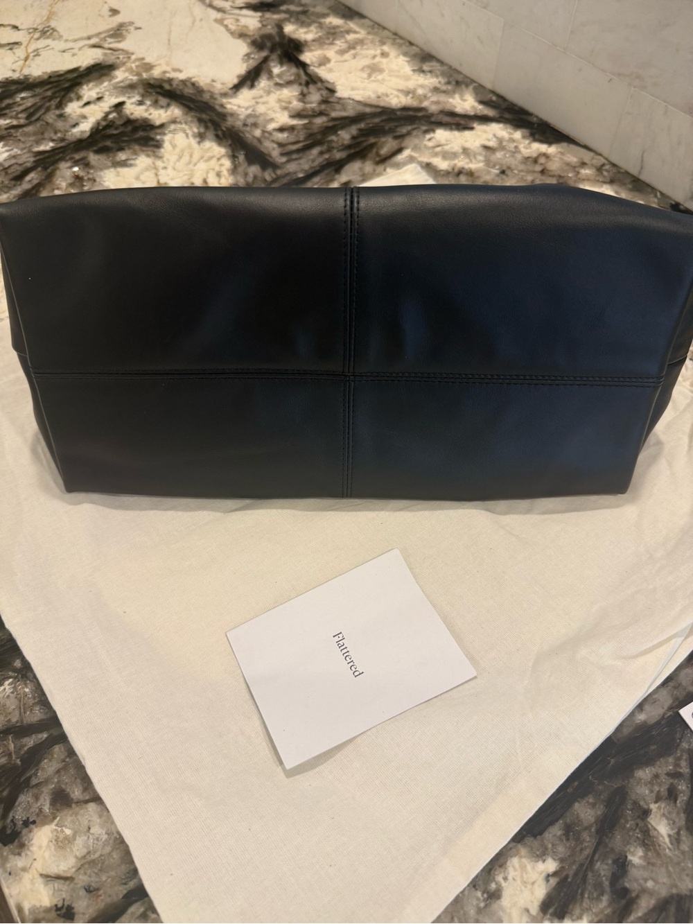 Flattered Black Leather Fold-Top Clutch with Gold Hardware - Picture 4 of 4